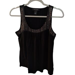White House Black Market Black Embellished Tank Top